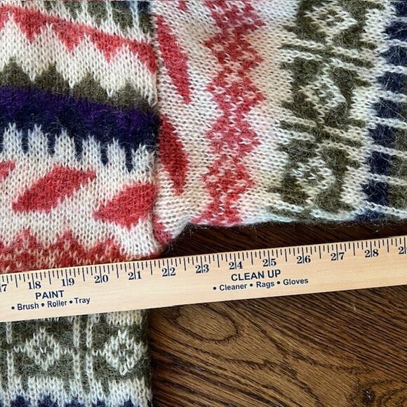 VTG 80s Knit Knit Mohair Sweater Cardigan Womens M Chunky Colorful Geometric - Picture 7 of 7